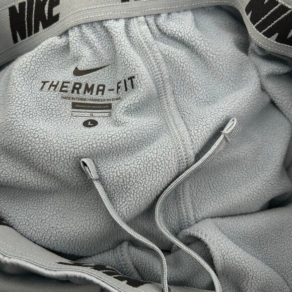 Vintage y2k Nike Men's L therma fit grey Wide Leg Baggy Sweatpants synch ankles - Picture 4 of 9